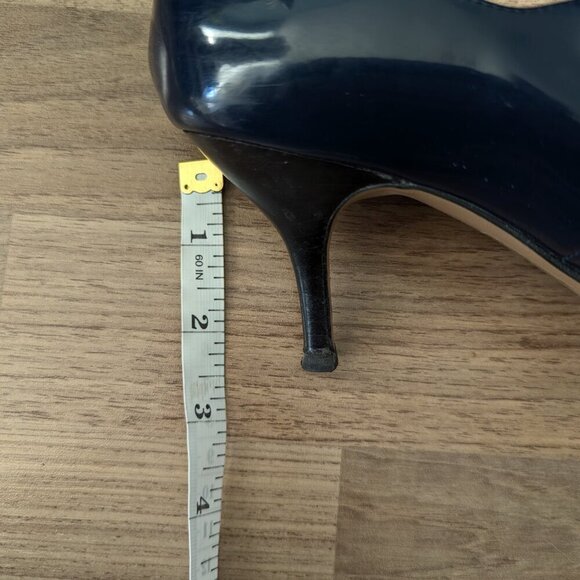 Vintage Blue Falchi Peep Toe Patent Mary Jane Strap Kitten Heels - Picture 8 of 10